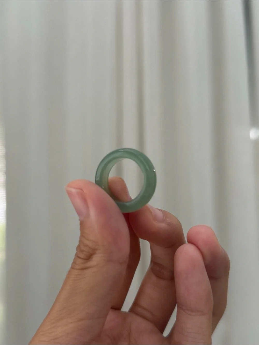 Natural Hetian Jade Ring Size 4 With Certificate Card